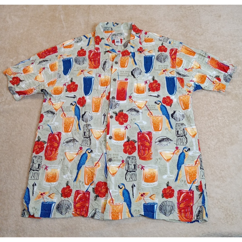 Big Dogs‎ Hawaiian Cocktail All Over Print Camp Shirt XL